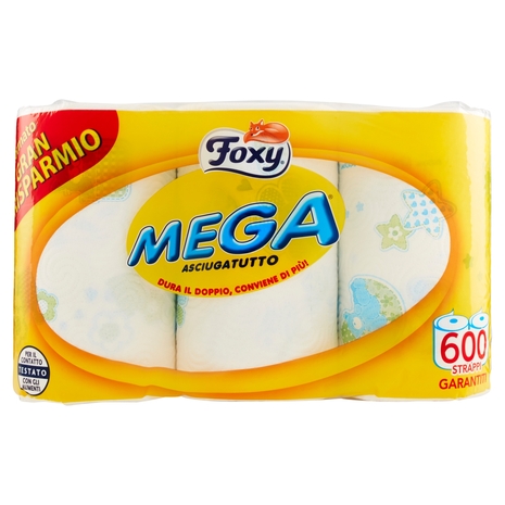 Foxy Mega Asciugatutto 2 veli decorato 6 maxi rotoli